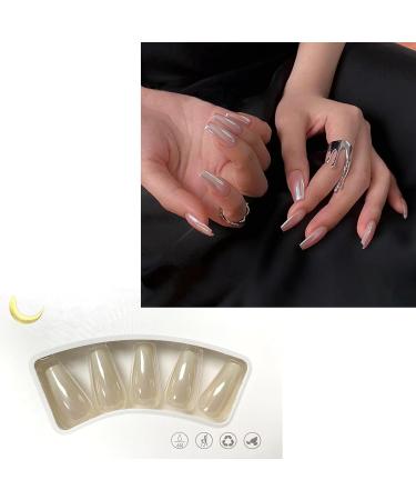 24pcs Long Coffin Ballerina False Nails with Glue - Aurora Nude | Full Cover Press on Manicure for Women and Girls - Cool Fake Nails - Buy Online on GoSupps.com