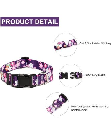 Mercano Adjustable Dog Collar - Soft Nylon & Robust Pattern for Small Medium Dogs & Cats (Large Flower Pink) - Buy Online on GoSupps.com