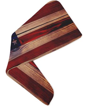 Wood Texture USA Flag Microfiber Hair Towel Wrap for Women - Super Absorbent 10x26 Inch Hair Turban with Button - Buy Online on GoSupps.com