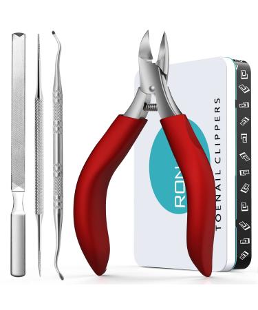 Nail Clipper Set - Ingrown Toenail Treatment & Toenail Clippers for Thick Nails Heavy Duty Professional Toe Nail Clippers for Men/Elderly Large Toenail Scissors Long Handle Safety Strong RONAVO(Red) Ingrown Nails Kit(red) - Buy Online on GoSupps.com