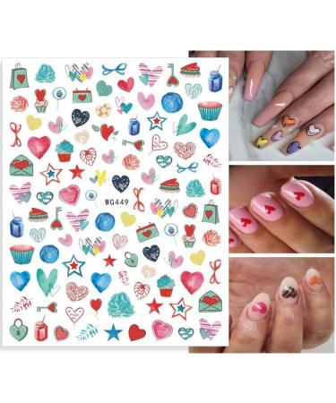 Valentines Day Nail Art Stickers - 3D Self-Adhesive Love Heart Lip Decals, Red Lip Series - 6 Sheets - Buy Online on GoSupps.com