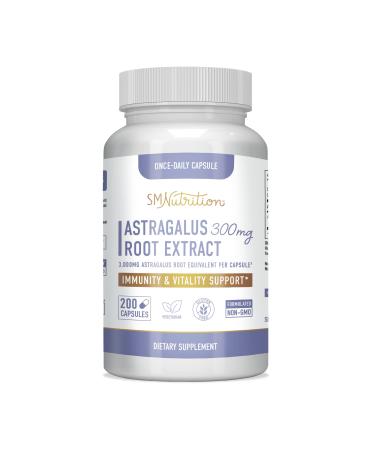 Astragalus Extract 300 mg (200 Astragalus Capsules) 10:1 Astragalus Extract (300mg  3,000mg) Astragalus Root Extract - Immune System Health Support* - Non-GMO, Gluten-Free, Vegetarian
