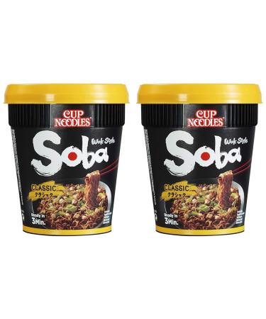 Nissin Cup Noodles Soba Cup-Classic 2 Pack Wok Style Instant-noodle Japanese kind with Yakisoba sauce and vegetables quickly prepared in the cup Asian food (90 g) 1 90 g (2-pack)