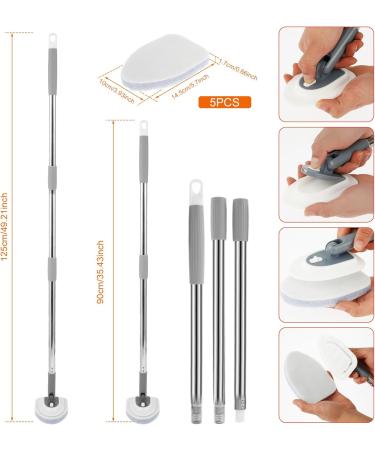 Shower Cleaning Brush with Long Handle 180 Rotatable Tile Tub Shower Scrubber with 5 Replaceable Pads Adjustable Long Handled Scrub Brush for Cleaning Shower Bathroom Cleaner Brush - Buy Online on GoSupps.com