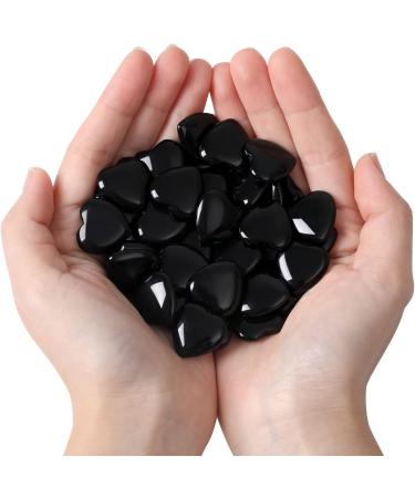 XIANNVXI 20 Pcs Black Obsidian Crystal Heart Stones - Natural Black Tourmaline Healing Gemstones for Energy Balancing | Reiki Palm Stones for Meditation - Buy Online on GoSupps.com