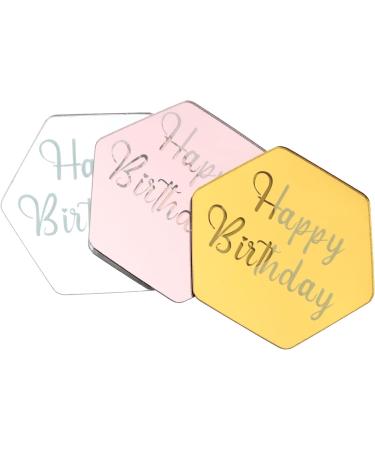 PINGEUI 60 PCS Acrylic Happy Birthday Cake Toppers Hexagon Personalised Cupcake Toppers Mini Cupcake Disc Toppers for Birthday Party Gold Silver Rose Gold - Buy Online on GoSupps.com