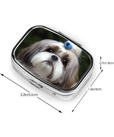 Shih Tzu Dog Pill Case - Cute 2 Compartment Travel Organizer & Purse Gift - Buy Online on GoSupps.com