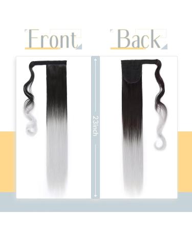 Shop 23 Clip-In Ponytail Extensions - Dark Brown to Silver Gray - Realistic Synthetic Hair Wrap Around Braid (90g) - Buy Online on GoSupps.com