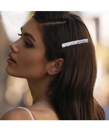 Yheakne Boho Crystal Hair Clip Pin Silver Cz Bar Hair Pin Barrette Vintage Hair Barrette Pins Decorative Bobby Pin Rhinestone Bar Hairclip Shine Bride Hair Accessories for Women and Girls (Silver C) - Buy Online on GoSupps.com