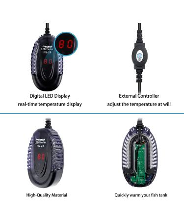 FREESEA 200W/300W Aquarium Fish Tank Heater - Submersible Betta Heater with Adjustable Temperature Display for Saltwater & Freshwater Tanks - Buy Online on GoSupps.com