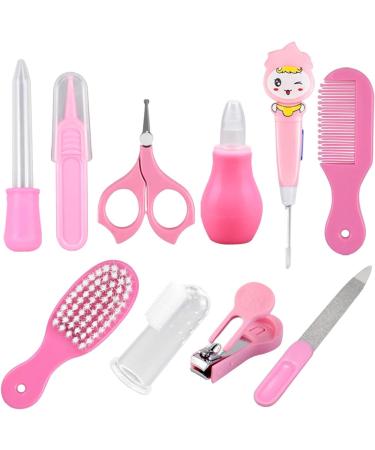 10 Pcs Baby Grooming Kit - Newborn Healthcare Set for Infant with Nail Clipper, Scissors, Brush, Nose Cleaner - Safety Baby Care Accessories - Buy Online on GoSupps.com