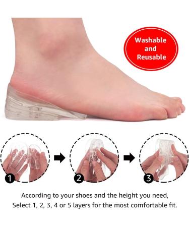 Dr.Foot Adjustable 5-Layer Height Increase Insoles - Silicone Heel Cushion Inserts for Men and Women - Gel Heel Lift Inserts for Leg Length Discrepancy - Buy Online on GoSupps.com