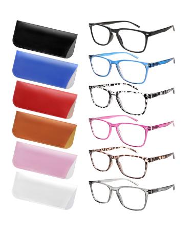 6 Pack Reading Glasses for Women Men Spring Hinge Eyeglasses Blue Light Blocking Anti Eyestrain Computer Readers 6 Mix C1 2.5 x
