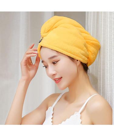 Ultra-Absorbent Microfiber Hair Towel Turban for Curly & Thick Hair Fast Drying & Frizz Control (Yellow) - Buy Online on GoSupps.com