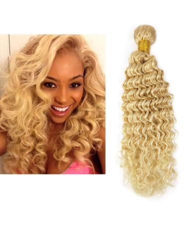 Mila 1PC Blond Platinum 613# Human Hair Wefts Curly Deep Wave Style Brazilian Hair Bundles Blonde 100g 22"/55cm deep wave 55cm