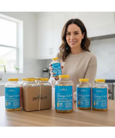 Presca Omega 3-6-9 Dietary Supplement (325 ct.) - Promote Visual Function and Eye Health - Support Heart, Cardiovascular Health, Healthy Skin, Hair and Overall Health (Omega 3-6-9) - Buy Online on GoSupps.com