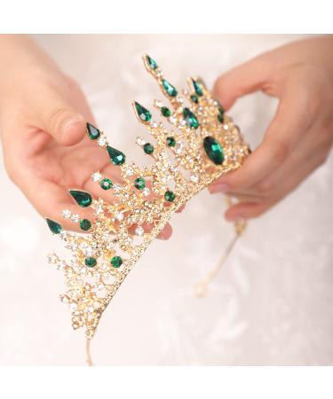 JWICOS Baroque Emerald Green Tiara Crown for Women | Rhinestone Wedding Princess Crown Tiara | Prom, Pageant, Birthday Party Accessory - Buy Online on GoSupps.com