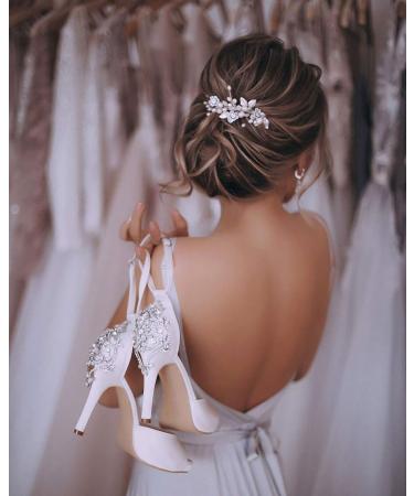Unicra Silver Wedding Crystal Hair Vine - Elegant Flower Leaf Headpiece & Bridal Hair Accessories - Buy Online on GoSupps.com