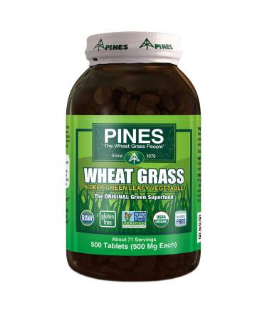 Pines Organic Wheat Grass, 500 Count Tablets Brown