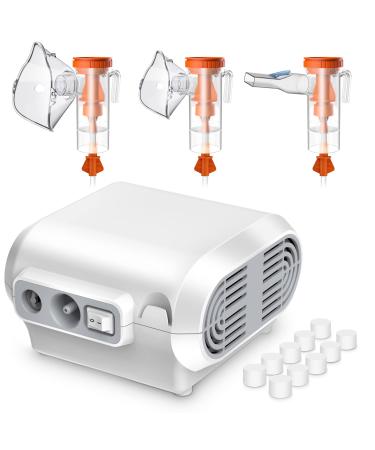Nebulizer Machine Portable Nebulizer Machine for Adults & Kids Jet Nebulizer for Breathing Issues Personal Steam Inhaler Cool Mist Compressor System with a Set of Kits for Home Travel Gray