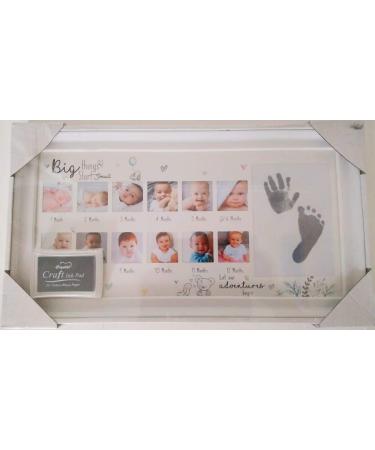 YOL Baby Age Stages Photo Frame 13 Opening Slots with Ink for Foot and Hand Print Picture Frame Children Baby Memories My First Year Photo Frame Present Gift Baby Gift New Born Keepsake