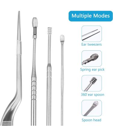 Professional 2 Sets Ear Pick Kit | Metal Spatula & Cleaning Tweezers | Ear Wax Picking Tools for Spiral Ear Spoon | Ear Wax Scoop Cleaner - Buy Online on GoSupps.com