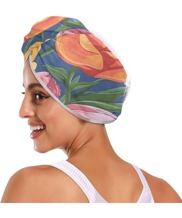 Blooming Tulips Hair Towel 2 Pack | Super Absorbent Quick Dry Turbans for Women & Girls - Buy Online on GoSupps.com