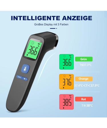 Contactless Infrared Thermometer for Babies & Adults - Accurate Fever Alarm | Fieberthermometer Black - Buy Online on GoSupps.com