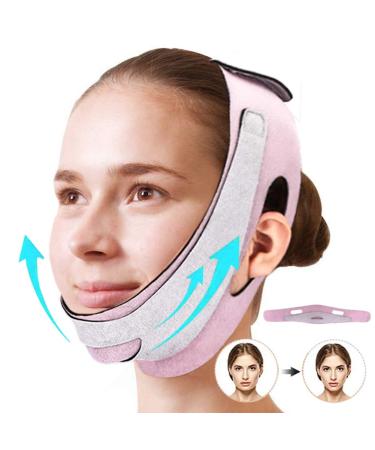 VINAIDA Reusable Double Chin Reducer - V Line Mask -Double Chin Remover-Facial Slimming Chin Strap-Chin Up Mask Face Lifting Belt V Shaped Slimming Face Mask PINK
