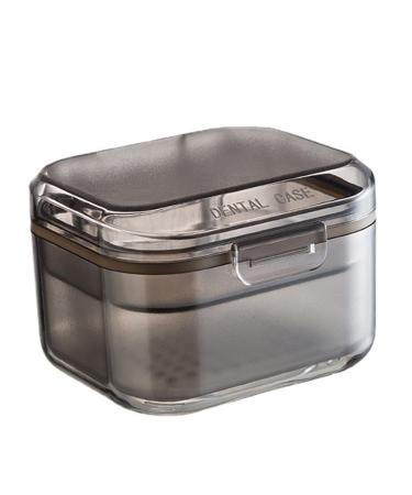 Denture box portable retainer carrier proton pet holder for travel holder cleaning black baths