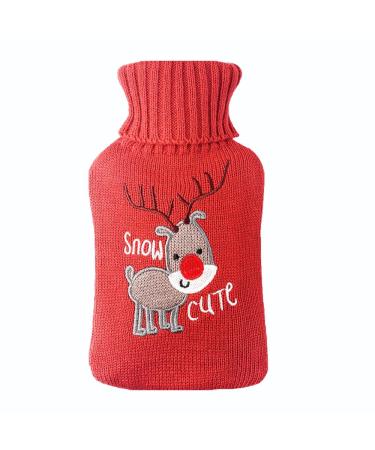 Norhogo 1l red deer heat bottle with reference soft premium plush ceiling heat bottles Removable and washable hot water bottle for children and adults for shoulders neck back waist