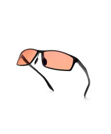 FL-41 Rose Tinted Blue Light Glasses for Migraine Light Sensitivity Eyestrain and Fluorescent LED Glare (Aluminum Metal)