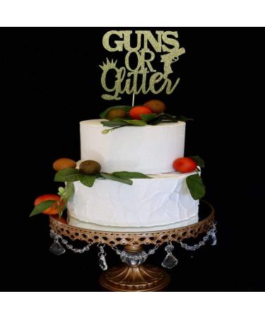 Guns or glitter Cake Topper Gender Reveal Cake Decorations Boy or Girl Decor Baby Shower Cupcake Toppers - Gold Glitter - Buy Online on GoSupps.com