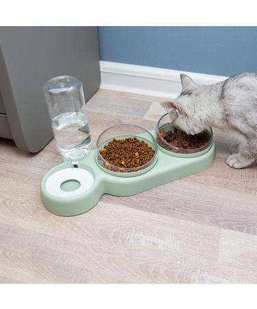 Double Tilted Raised Dog Cat Bowls Set with Automatic Water Dispenser - 3 in 1 Pet Feeder for Small/Medium Pets - White - Buy Online on GoSupps.com