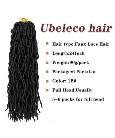 Ubeleco Soft Locs Crochet Hair 24 6 Packs Faux Curly Wavy Pre-looped Synthetic Extension (1B#) - Women's Haircare - Buy Online on GoSupps.com