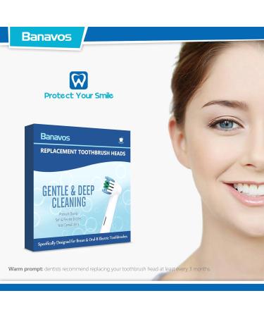 Banavos Replacement Toothbrush Heads Classic Round Brush Heads Replacement Refills Compatible with Braun Oral B Electric Rechargeable Toothbrushes 12 Pack with 4 Hygienic Caps 12 Pieces White - Buy Online on GoSupps.com