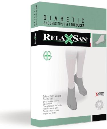 RELAXSAN 650CS Diabetic No Show Socks - Unisex Five Fingers Low Cut Socks for Sensitive Feet - Cotton and Silver Blend - Black - Buy Online on GoSupps.com