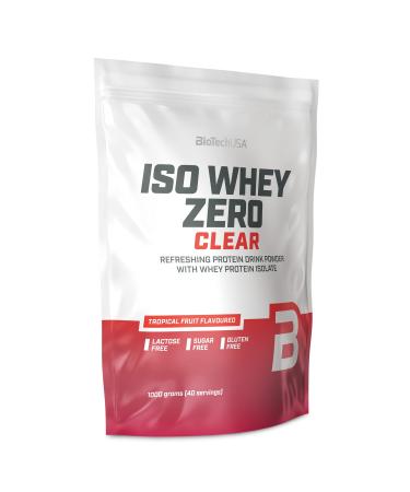 Biotechusa iso whey zero clear drinks powder refreshing sugar -free lactose -free gluten -free 5 fruit taste directions 88 kcal 21g protein bcaas 1000 g tropical fruits 1 000 g