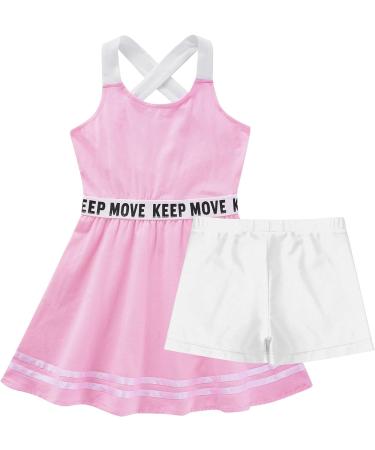 Yeahdor Girls 2-Piece Tennis Golf Dress Set with Shorts and Tank Top - Pink, Size 6 - Buy Online on GoSupps.com
