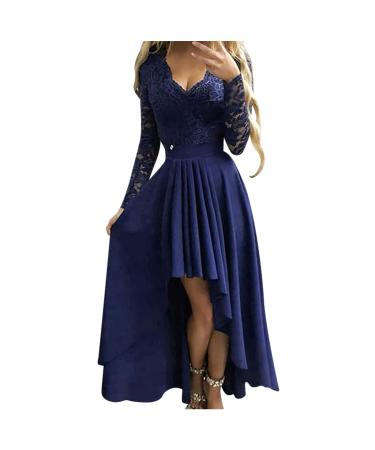 Ball dresses long princess-evening dress women dresses Elegant cocktail dress sleeveless ball dress with V-neck top tennis party dress in A-line swing dress with slit floor-length maxi dress l #01 blue
