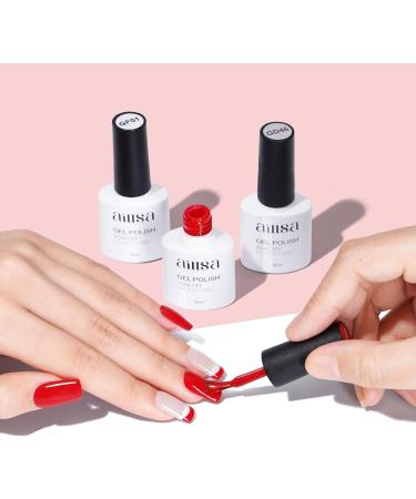 AILLSA Red Gel Nail Polish Set Burgundy Red White Sparkle Gel Polish with Base and Top Coat Valentine's Day Gift Red Sliver Glitter Nail Polish Gel Winter colors Soak Off U V Gel Starter Kit A6-candy Cane - Buy Online on GoSupps.com