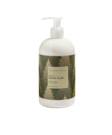 Hillhouse Naturals Fresh Cut Balsam & Pine 16oz Hand Lotion. With a hint of cinnamon that pairs magically to capture the essence of the holiday season. Made in the USA