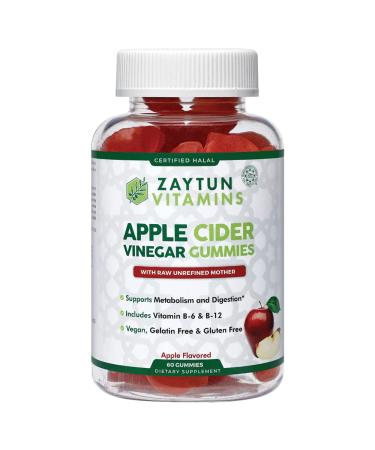 Zaytun Halal Apple Cider Vinegar Gummies with Mother Supports Digestive and Gut Health Help Improve Energy Includes Folic Acid No Gelatin No Gluten 100% Vegan 2 Months Supply - Halal Vitamins