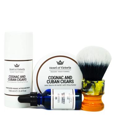 Buy Premium Shaving Kit with Cognac and Cuban Cigars | Luxury Grooming Gift Set - International Shipping Available - Buy Online on GoSupps.com