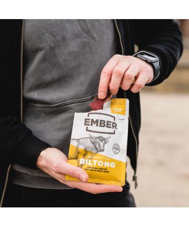  EMBER Ember Snacks: Original Biltong Beef Jerky Flavour (1 x 28g) - Keto Protein Snacks - Snack On The Go - British & Irish Meat - Buy Online on GoSupps.com