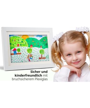 Kiyari A3 White Picture Frame for Children's Drawings - Fillable Art Frame with Safety Acrylic Glass - Display 50-150 Artworks - Buy Online on GoSupps.com