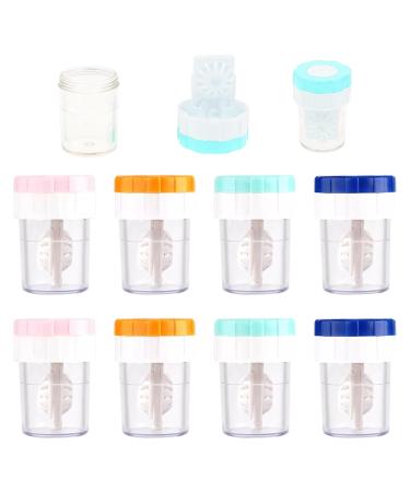 Vueinrg 8 pieces of contact lens container soft lentils manual cleaning container contact lens cleaner portable contact lenses container lentil container contact lenses case for daily trips (4 colors)