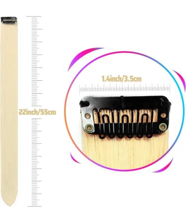 Blonde Clip In Hair Extensions - 22 Inch, Colorful Straight Hair for Party Highlights - 10pcs Set - Buy Online on GoSupps.com
