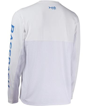 BASSDASH Men's UV Sun Protection Fishing T-Shirt UPF 50+ Long Sleeve - White/Vivid Blue - Size Large - Buy Online on GoSupps.com