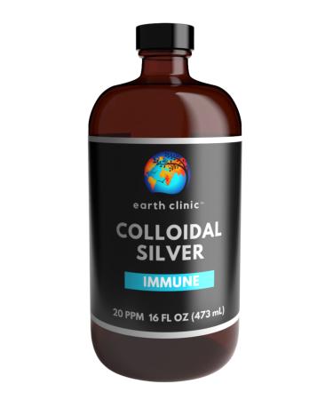 Earth Clinic Colloidal Silver 20 PPM 16oz (473mL) Large Amber Glass Bottle - Immune Support